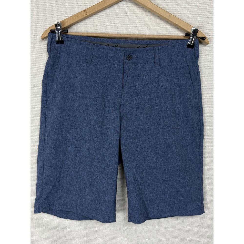 Ben Hogan Mens Golf Shorts Heathered Blue Flat Front Chino Size 32